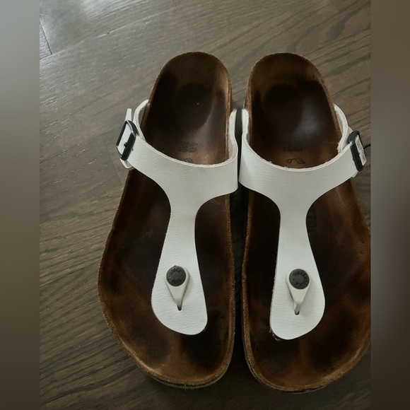 Birkenstock Gizeh White Sandals Women’s size 40 9 9.5 - Picture 3 of 7